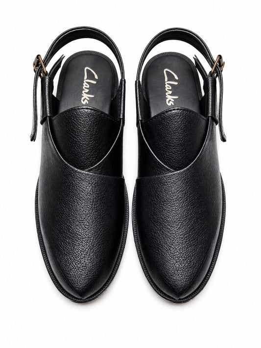 Classic black leather peshawari chappal for Men