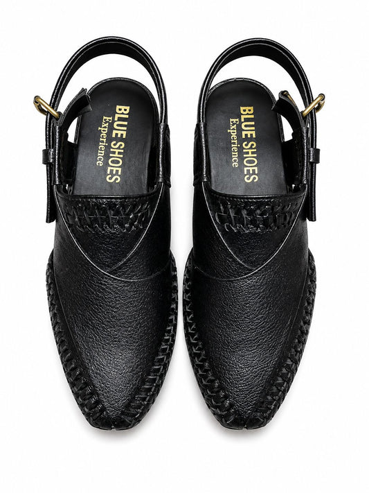 Premium Black Peshawari Chappal – Classic Handcrafted Style
