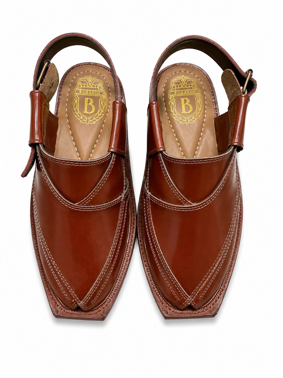 Leather Kaptaan Chappal with Heavy Rubber Sole