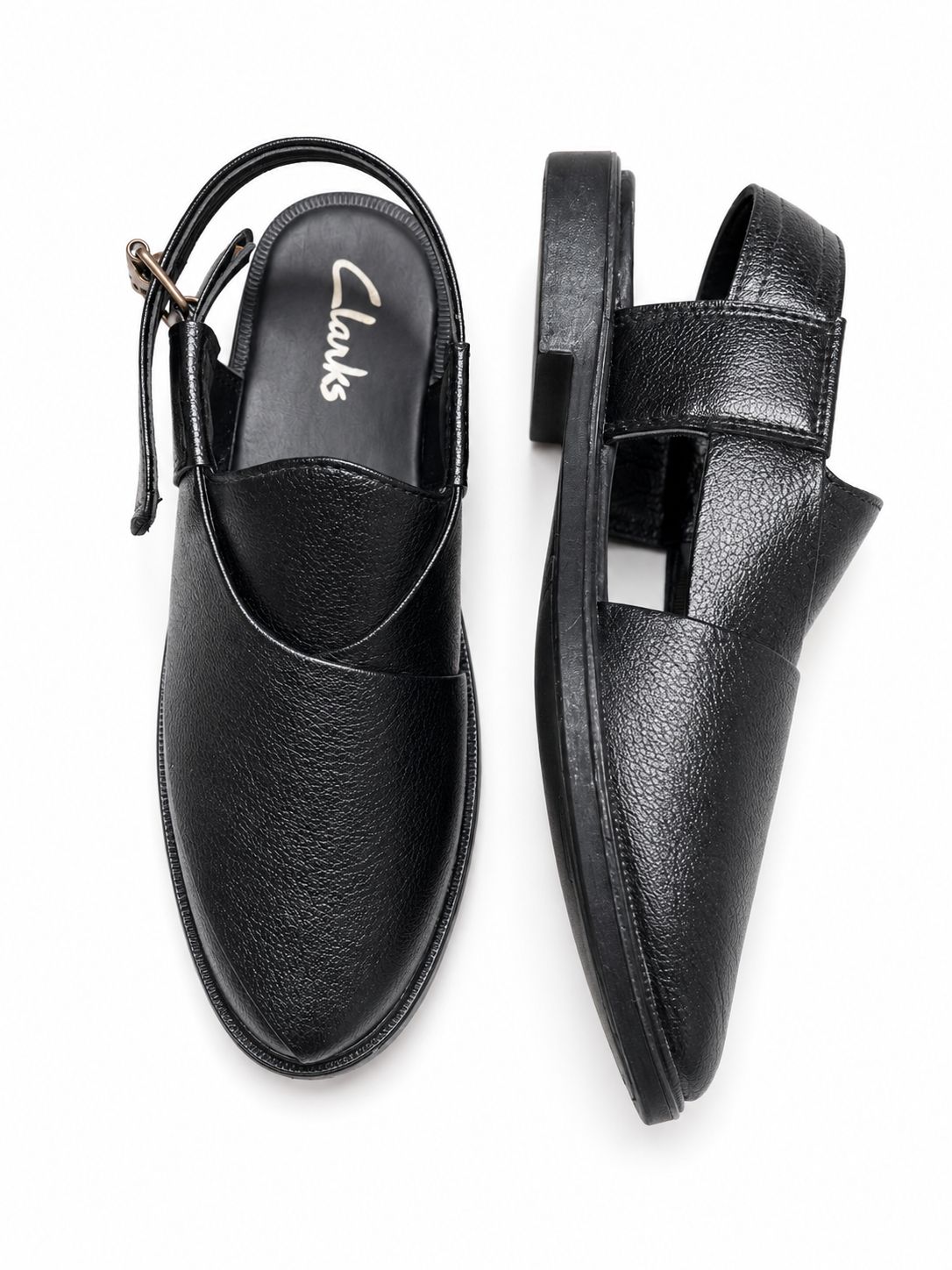 Classic black leather peshawari chappal for Men